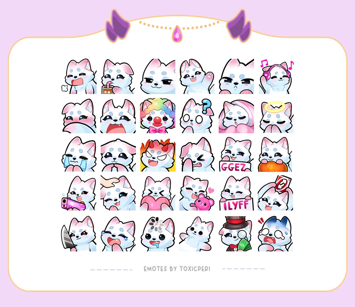 Revamped fox emotes for the wonderful @/StarlitFoxTTV , always love working with her! 
Look at that improvement 🫣