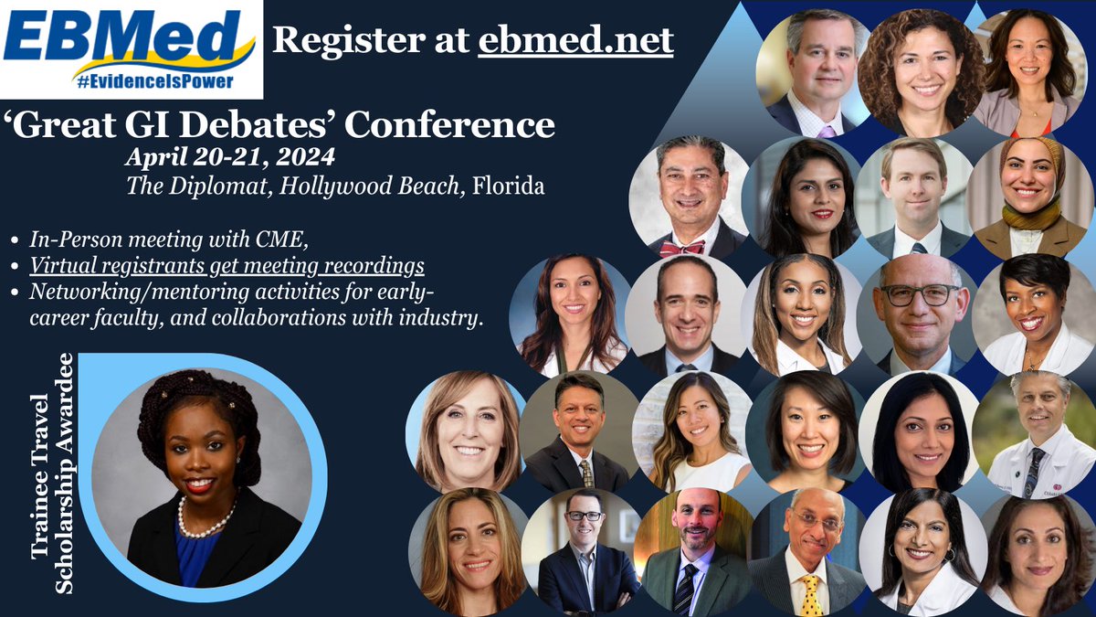 🥰Honored to receive the trainee travel grant for the inaugural #EBMED conference in Hollywood Beach, Florida next week (Apr 20-21).

Thank you #EBMED for the opportunity to network with GI experts.

#GITwitter #Medtwitter