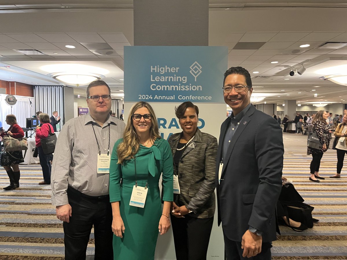 A look at four of ⁦@JolietJrCollege⁩’s five ⁦@hlcommission⁩ peer reviewers at HLC’s annual conference. Lots of great sessions about the future of higher education 🙌🏽#chicago #hlc2024