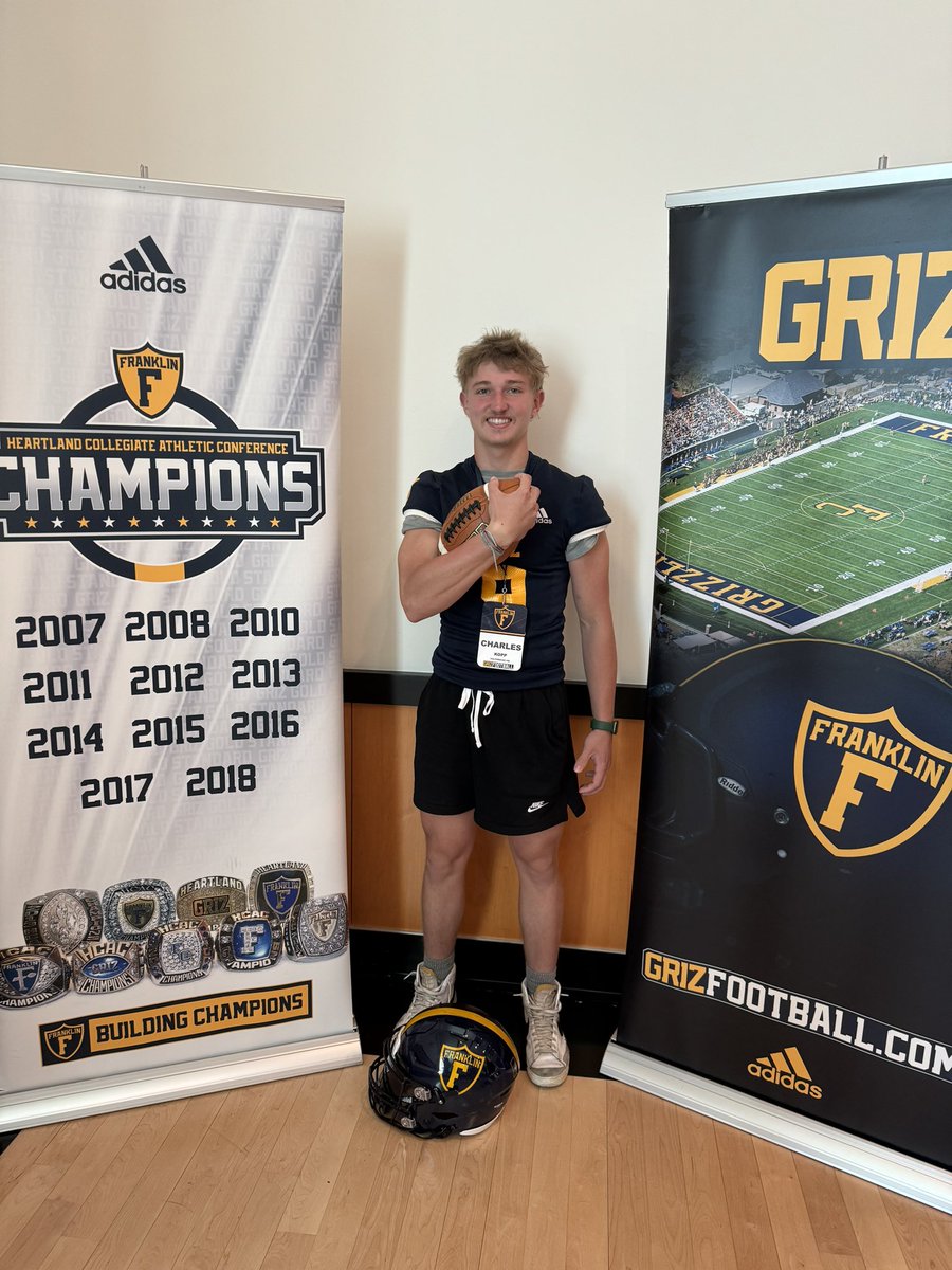 Charles__Kopp's tweet photo. Had an amazing Junior day at Franklin College today! Thank you to @AlanHensell @MLongman17, coach Wynn and all of the coaches and staff for a great experience and invite! @FCGrizFootball https://t.co/YZ8u8AQ6ZU