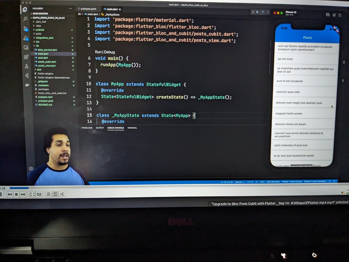 Delbert_kimbi's tweet photo. It's #Day 13 and 14 of #30DaysOfFlutter with @Kilo_Loco. State management with the #Bloc(Cubit) pattern, while playing along with the #jSonPlaceHolder API post end point. More to explore on Bloc in the coming days💯😊. https://t.co/YrrYauAbIz