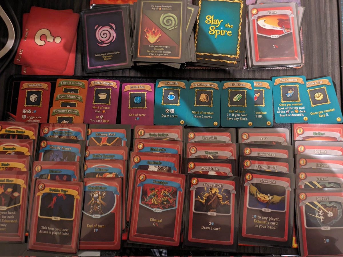 SaxTCG's tweet photo. First play through with physical slay the spire. Incredible game, definitely need a 4 player campaign soon. https://t.co/1ut4BfxxQu