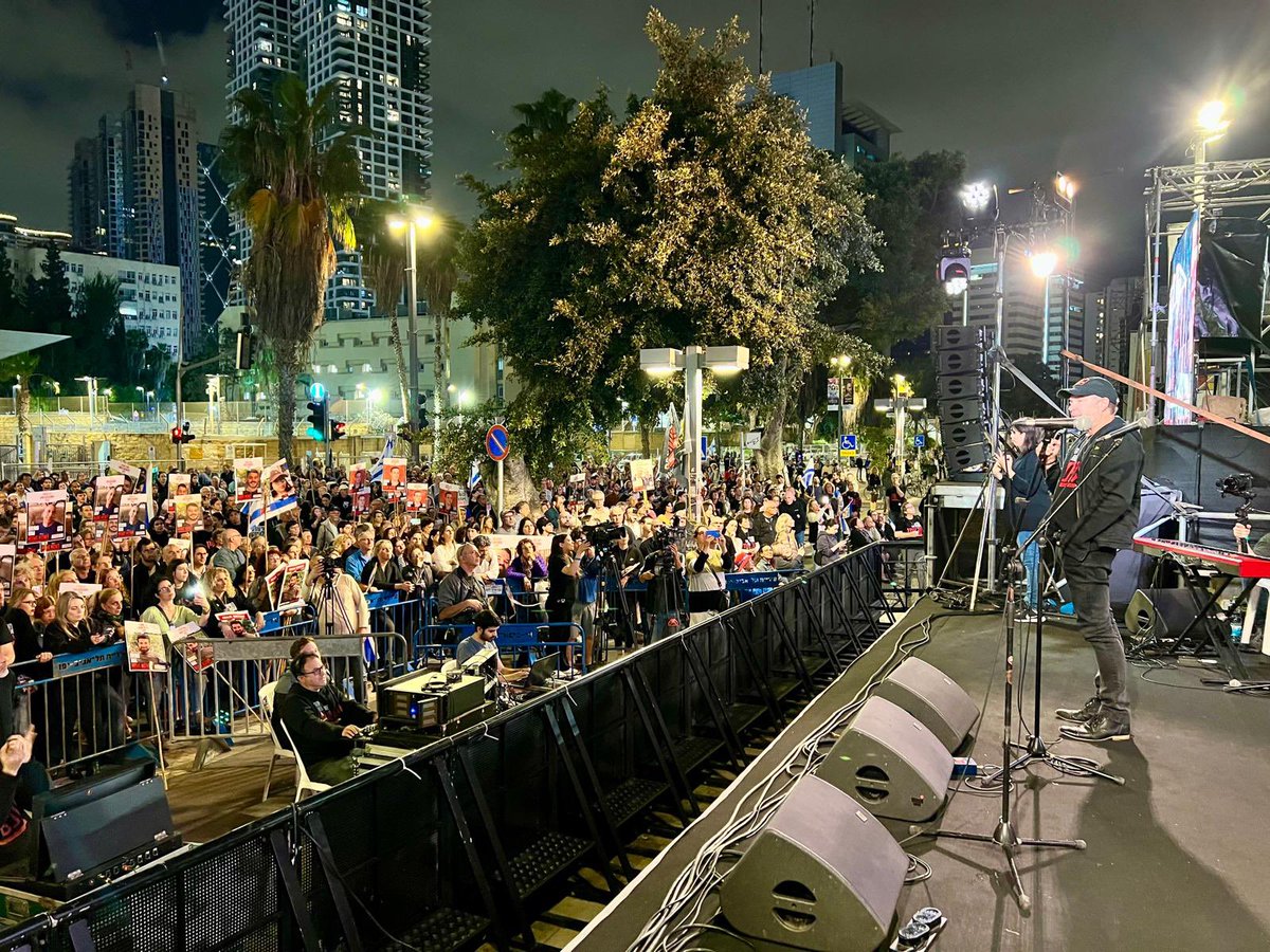 Imagine looking out at a sea of family members holding up posters of loved ones taken hostage by psychopathic terrorists. What do you say to them when they ask why the musicians of the world have abandoned them? Do you lie? Do you turn away? Or do you share their tears. 🇮🇱