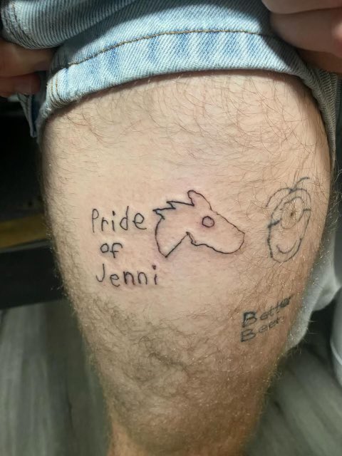 Me: “I want something that sums up that performance from Pride Of Jenni.” Tattoo artist: “Say no more…”