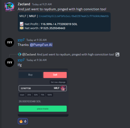PumpFunAI's tweet photo. Some of our users cooking up insane profits using our high conviction pings!

What are you waiting for come learn how to use our monitors? 

https://t.co/oFJEKe9c8l https://t.co/xuPHmj63yn