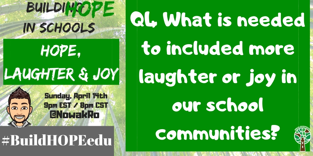 Q4 What is needed to included more laughter or joy in our school communities? 

#BuildHOPEedu