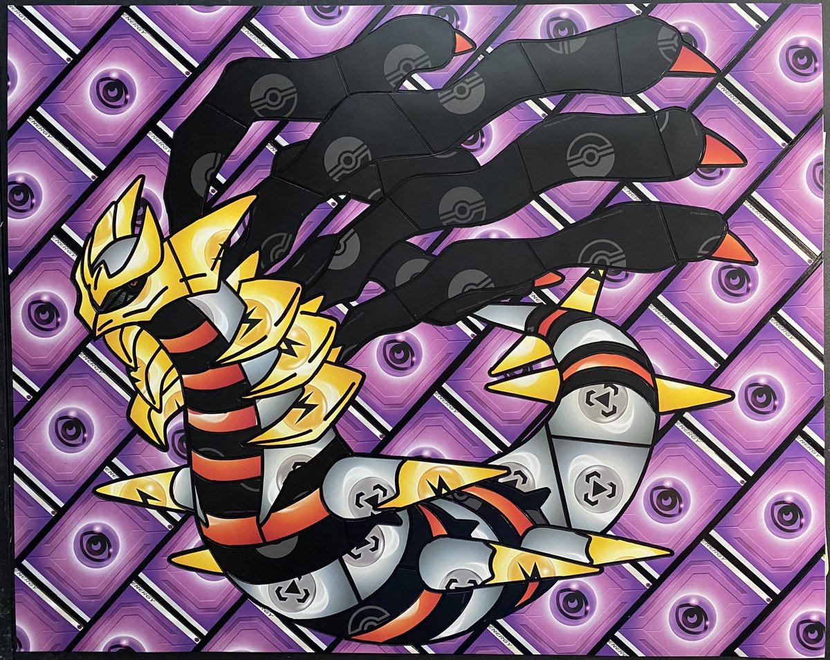 This one was a doozy. 16x20 giratina made from energy cards. #pokemon #pokemonart #giratina