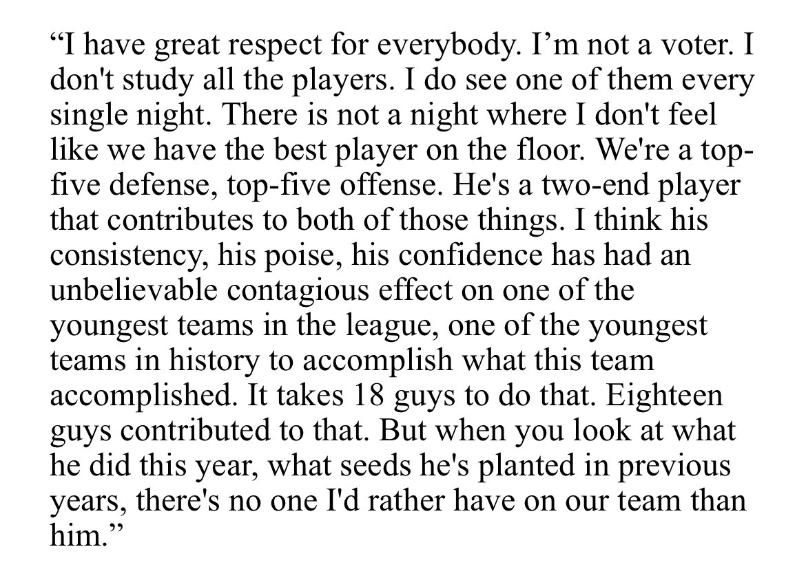 Shai Gilgeous-Alexander on the MVP conversation featuring Nikola Jokic, Luka Doncic and him: 'I hope I get it, yes. I think all the guys are deserving, all have their case. Whatever happens, happens. But whoever gets it is deserving for sure.'  OKC coach Mark Daigneault’s take: