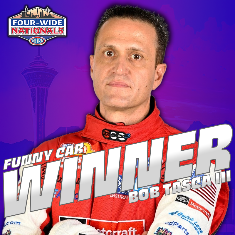 .@Tasca3 scores a major win in Las Vegas as he wins on a historic TRIPLE hole shot!

Tasca def. Matt Hagan, Austin Prock, and Ron Capps.
#NHRA #DragRacing #SpeedForAll