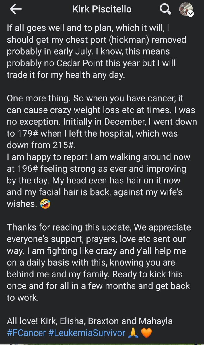 Health Update. Thank y'all for the support, prayers, just everything. Means the world to me. Almost done kicking cancers A#% #Blessed #FCancer #LeukemiaSurvivor 🙏🧡