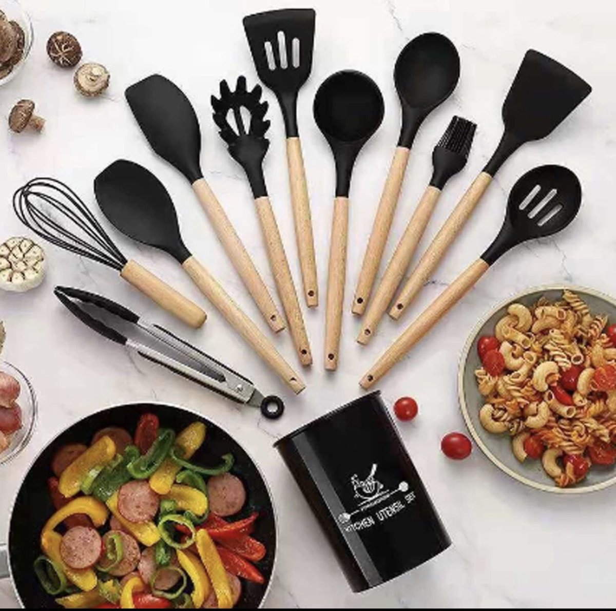 housedecor_'s tweet photo. Jogo Kit 12 Peças Utensílios De Cozinha De Silicone Cabo Madeira Decoração Livre BPA

 Confira mas aqui: https://t.co/si4npzLBjx https://t.co/jQlDYpA2lX