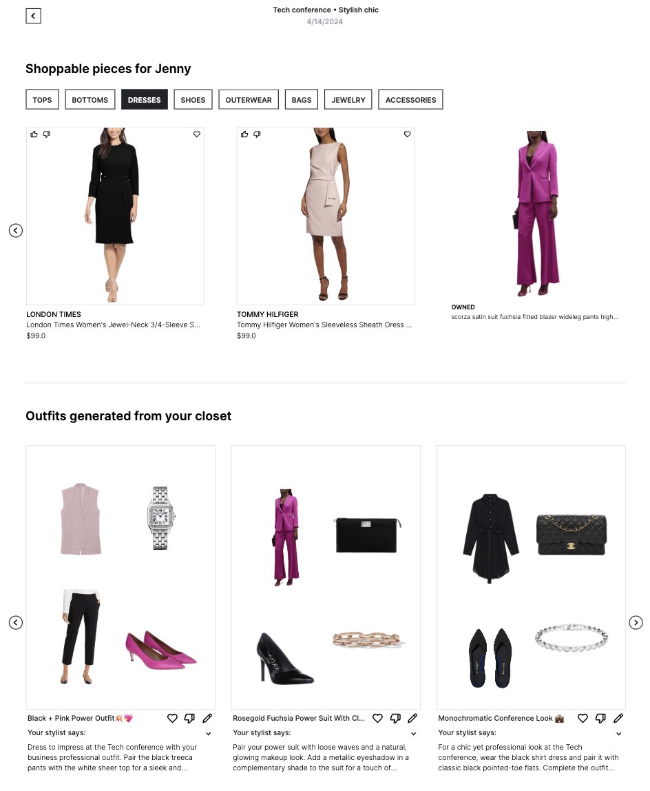 @fidjissimo @patrickc This is hard because there are multiple parts to answering a personal shopping query with current AI: 1) LLM + RAG to convert the shopper query ('stylish outfit for tech conference in spring') into item-level recommendations ('pink sleeveless shift dress, knee-length,…