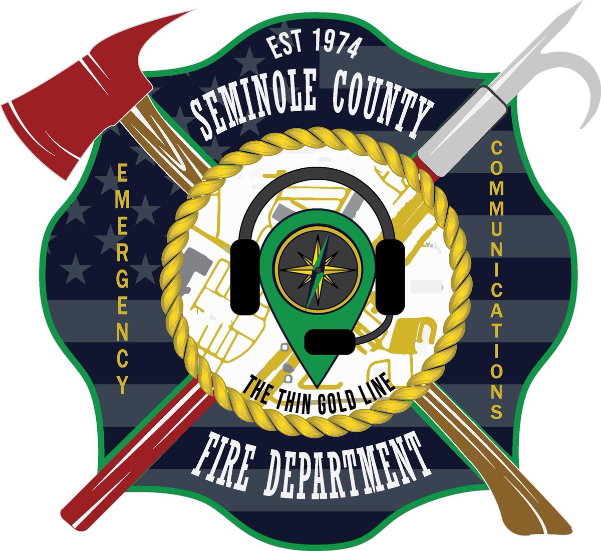 Today is the start of #NationalTelecommunicatorsWeek. It is the perfect day to debut the new logo for the SCFD Communications Center. This new logo was designed by @SeminoleState Marina Crossman. Also pictured is Michael Kappers, Digital Media Program Manager.