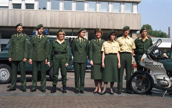 West German Bundesgrenzschutz (border protection troops), were heavily militarized and served as defacto replacement for German military despite officially being part of the police forces, after the forming of Bundeswehr they would continue unchanged until the demilitarization in