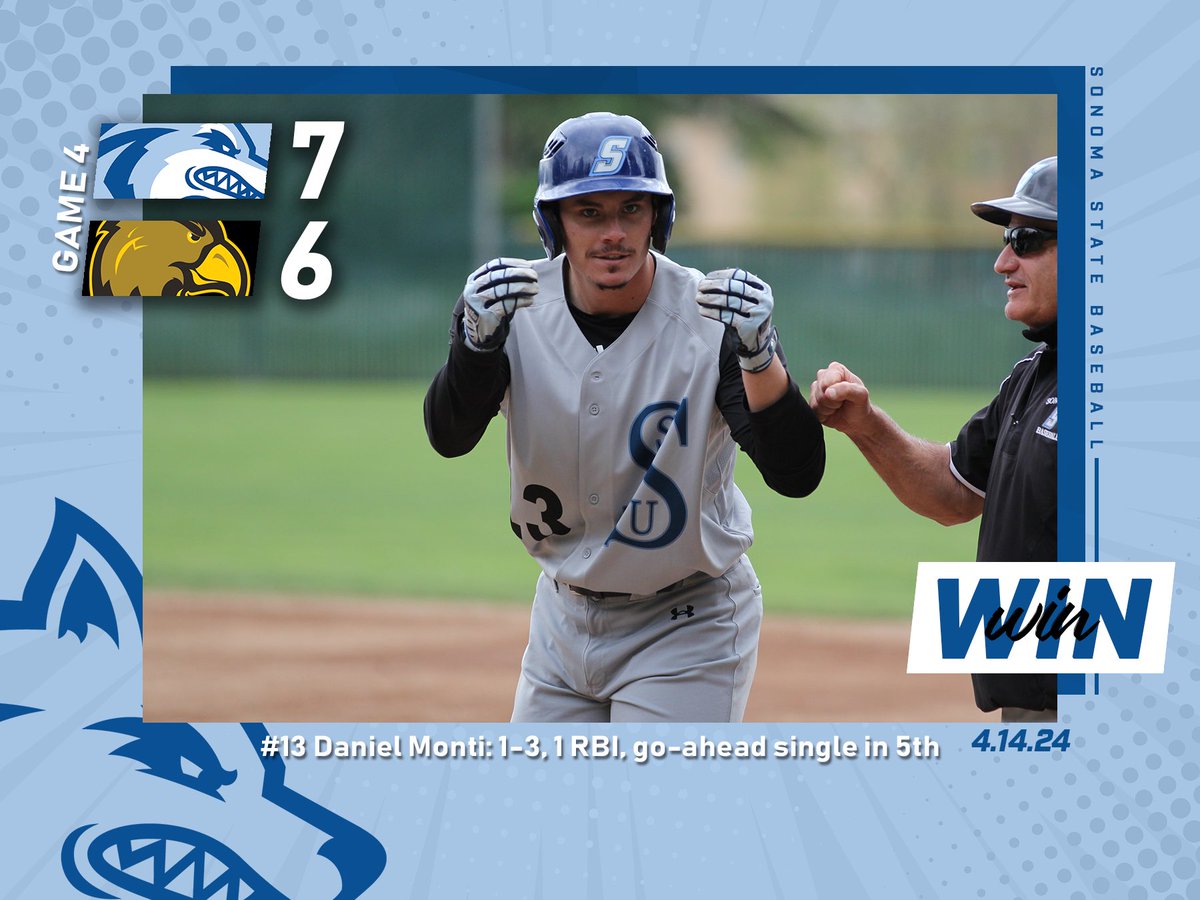 🤌🤌🤌

Daniel Monti delivers the go-ahead single in the 5th! Seawolves win 7-6 to split <a href="/goccaa/">CCAA</a> series with Cal State LA 🔥🔥 #NomaNation <a href="/SSU_1961/">Sonoma State University</a>