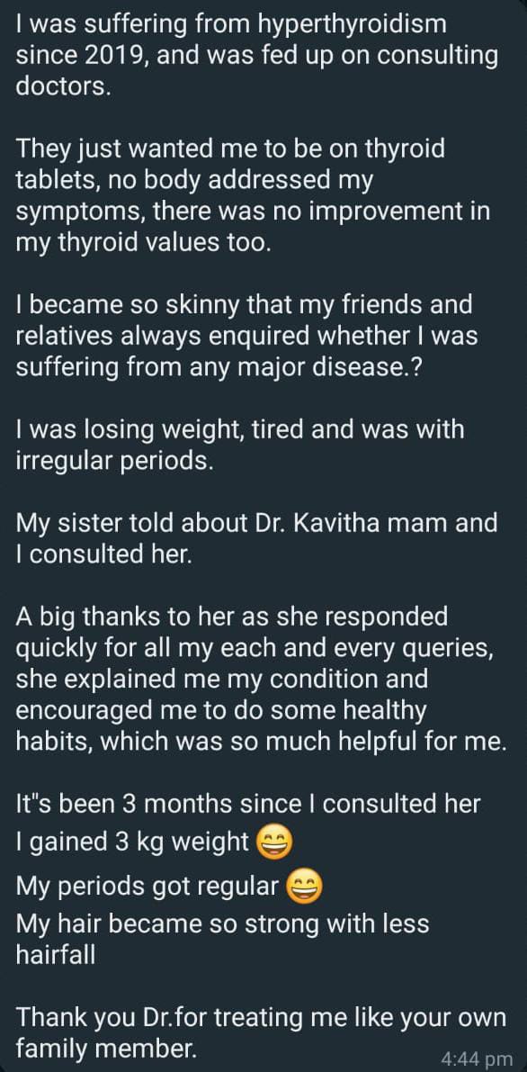 Is #hyperthyroidism curable by ayurveda?

' Dr. I can't sleep.
I can hear my heart beat.
I am becoming skinny day by day.
My periods are irregular 
I am having anger, depression & mood swings'

Here are the results

📍#testimony
#hyperthyroidism 
#ayurveda