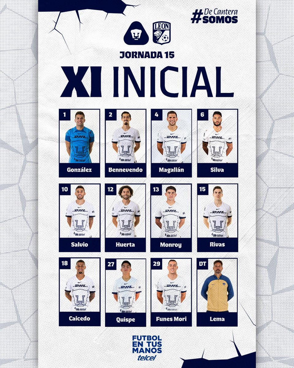 ¡DESDE EL ARRANQUE! Piero Quispe 💎🇵🇪 será titular en el partido entre Pumas 🔵 y León 🟢 por la fecha 15 del Clausura de la Liga MX 🏆🇲🇽. El peruano arrancará por 9na vez en la temporada 🔥. El partido inicia a las 7 PM ⏰️.