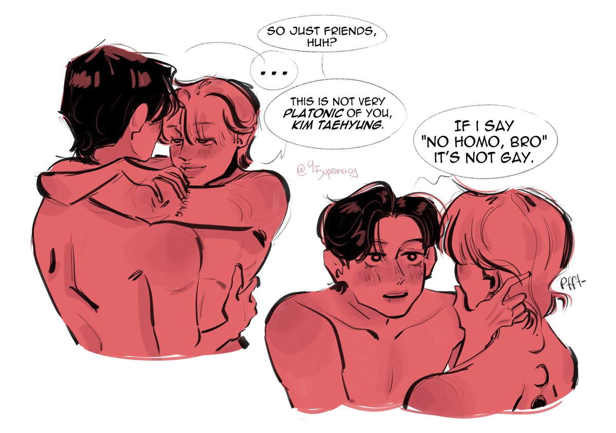 95z_supremacy's tweet photo. 💗FRI(END)S💗 - 🐻🐥

It's not gay if you say "No homo, bro". The law says so. Don't look it up. Just trust.

#VMIN #VMINfanart https://t.co/RuA24yGkVe