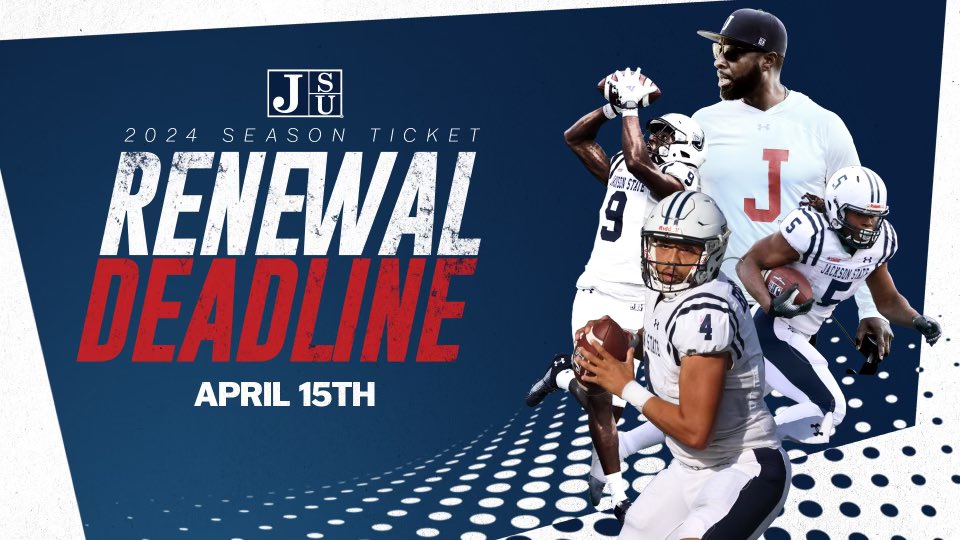 TIGERNATION!!! 

Tomorrow is the renewal deadline for season tickets and parking! 🎟️

gojsutigers.myimpacttickets.com

#GuardTheeYard | #TheeILove