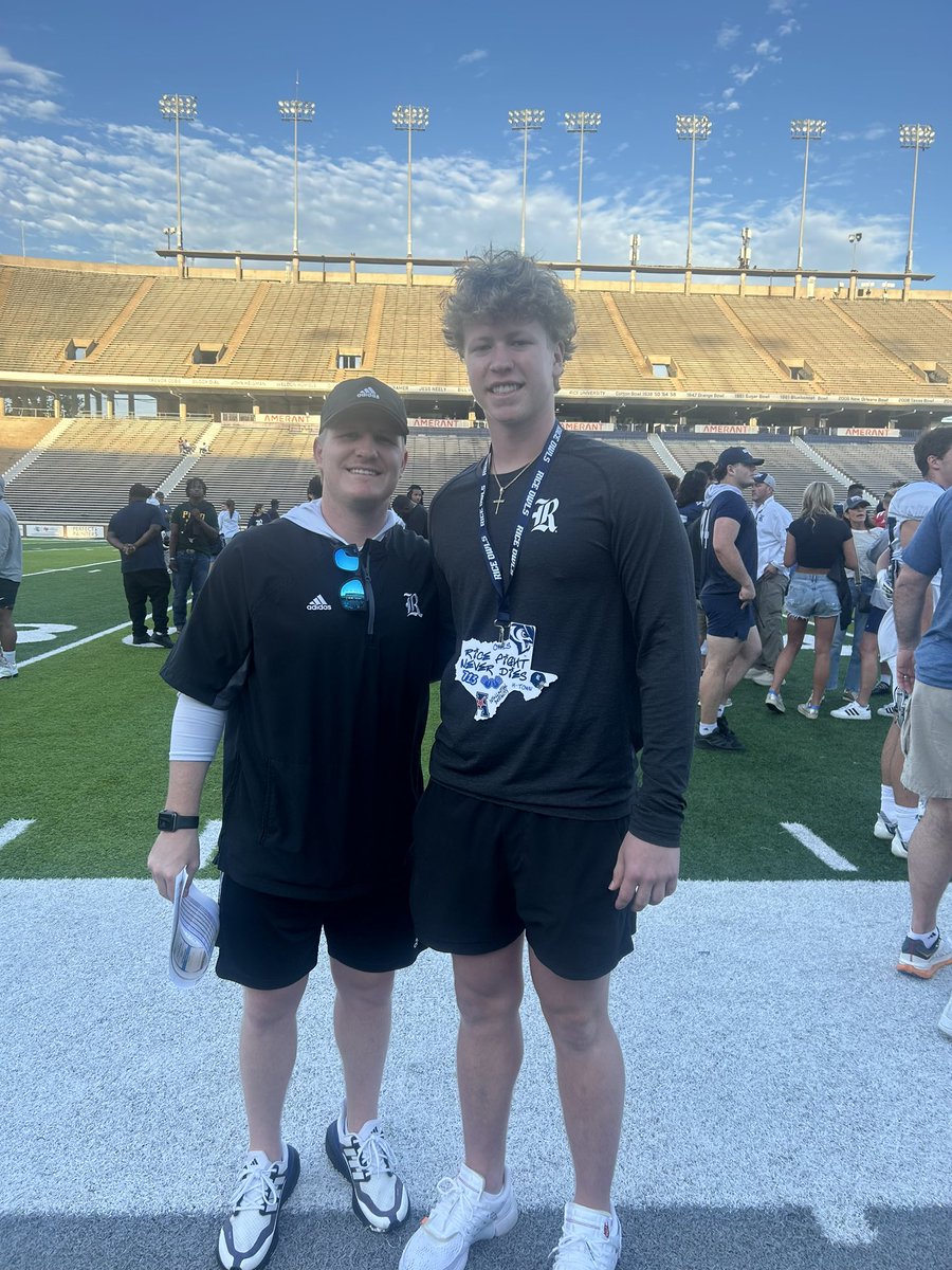 Had a great visit at Rice! Can’t wait to be back!! @lucasreed12 @mbloom11 @RiceFootball