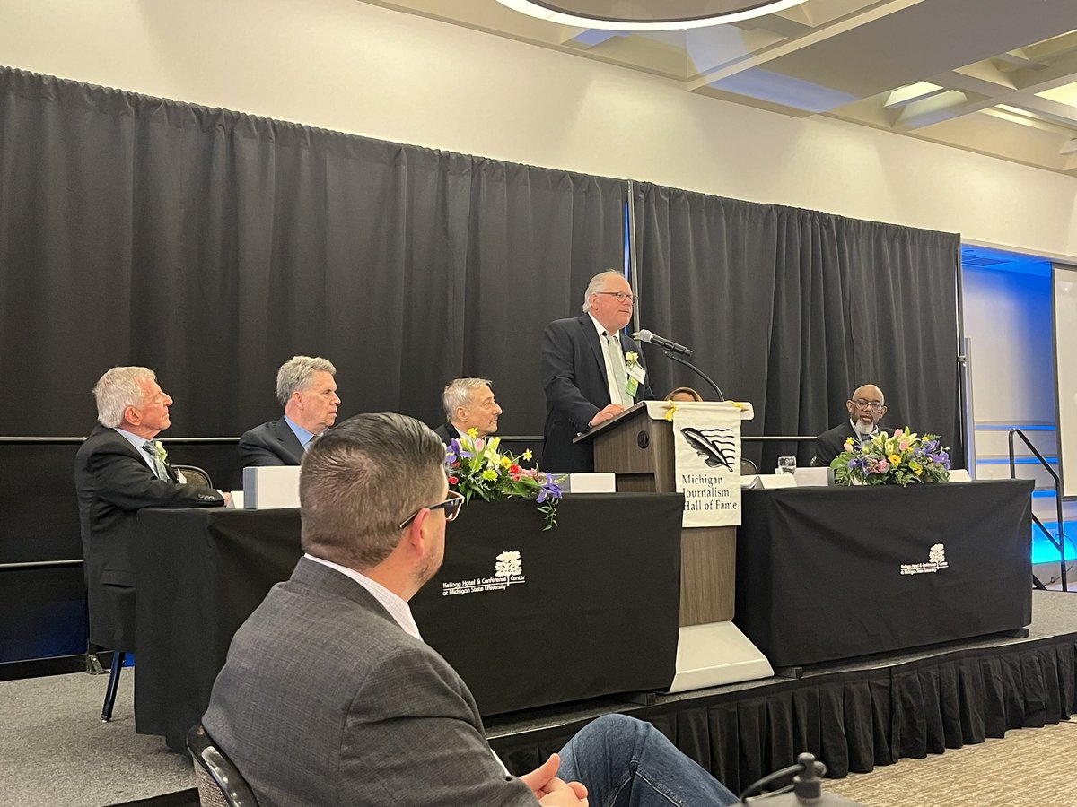 So honored to listen to this year’s class of Michigan Journalism Hall of Fame inductees Larry Lee, <a href="/jefferygilbert/">Jeff Gilbert</a>, Eric Freedman, John Bebow, Carolyn Clifford-Goss and the late Molly Abraham.  Welcome! <a href="/michiganstateu/">MSU</a>