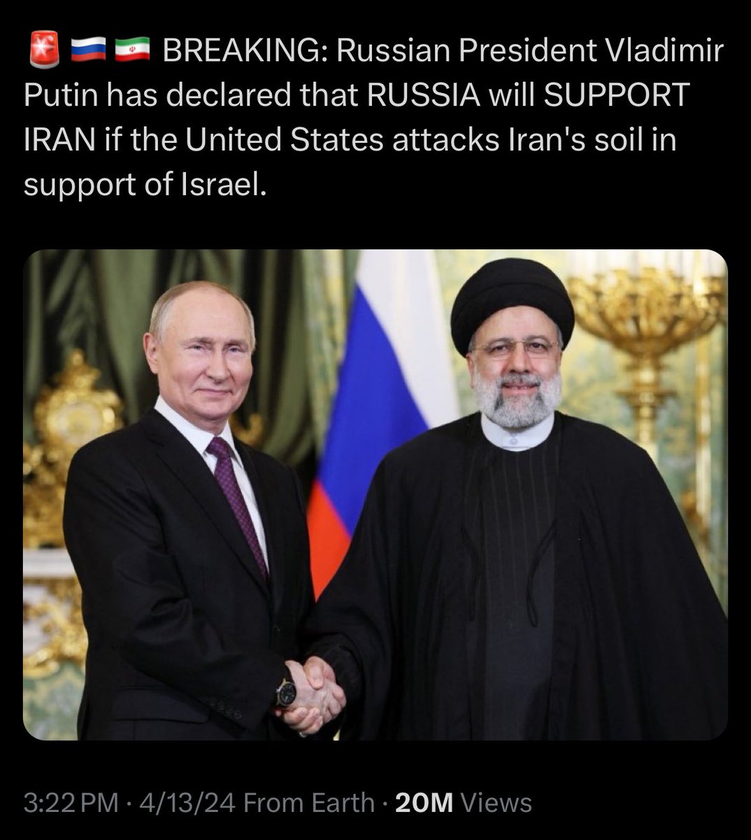 President Putin has not made any public statements in relation to the escalation of tensions between Israel and Iran. Please don’t spread fake news.