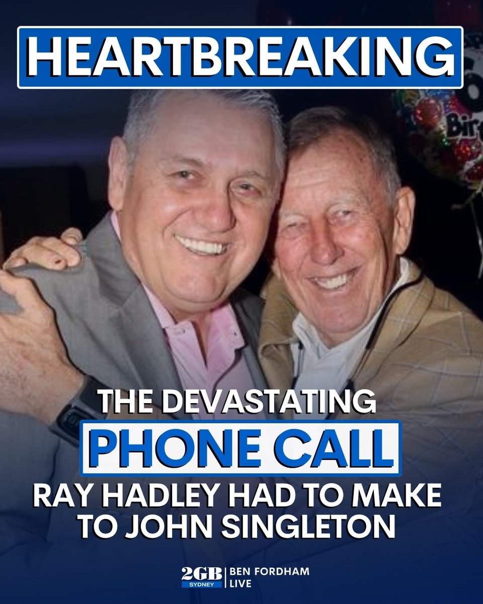 Ben Fordham Live (@benfordhamlive) on Twitter photo Ray Hadley has shared details about a heartbreaking phone call.
He was forced to break the news to John Singleton about his daughter's death.
She was shopping for her wedding at Bondi Junction when the attack occurred.
🎧omny.fm/shows/ben-ford…🎧 Ray Hadley has shared details about a heartbreaking phone call.
He was forced to break the news to John Singleton about his daughter's death.
She was shopping for her wedding at Bondi Junction when the attack occurred.
🎧omny.fm/shows/ben-ford…🎧