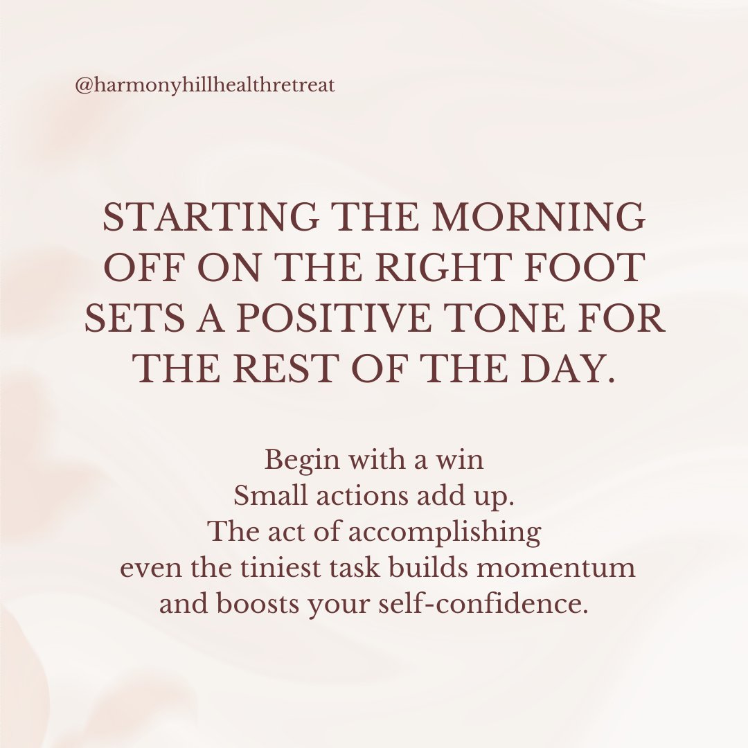 Did you know? When you start the morning off on the right foot, it sets a positive tone for the rest of the day. #HarmonyHillHealthRetreat #WellnessretreatinAustralia #wellnessretreat #healthretreatinaustralia #retreatsinaustralia #smallwins #wellbeingtips