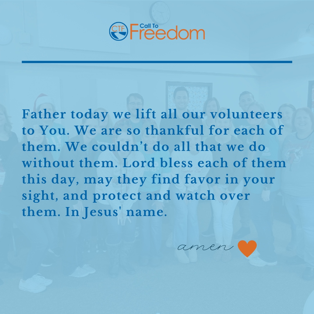 Please join us in praying for our volunteers, and tag someone in the comments to pray with you. 🙏 #prayerrequest #prayerwarriors #fightforfreedom