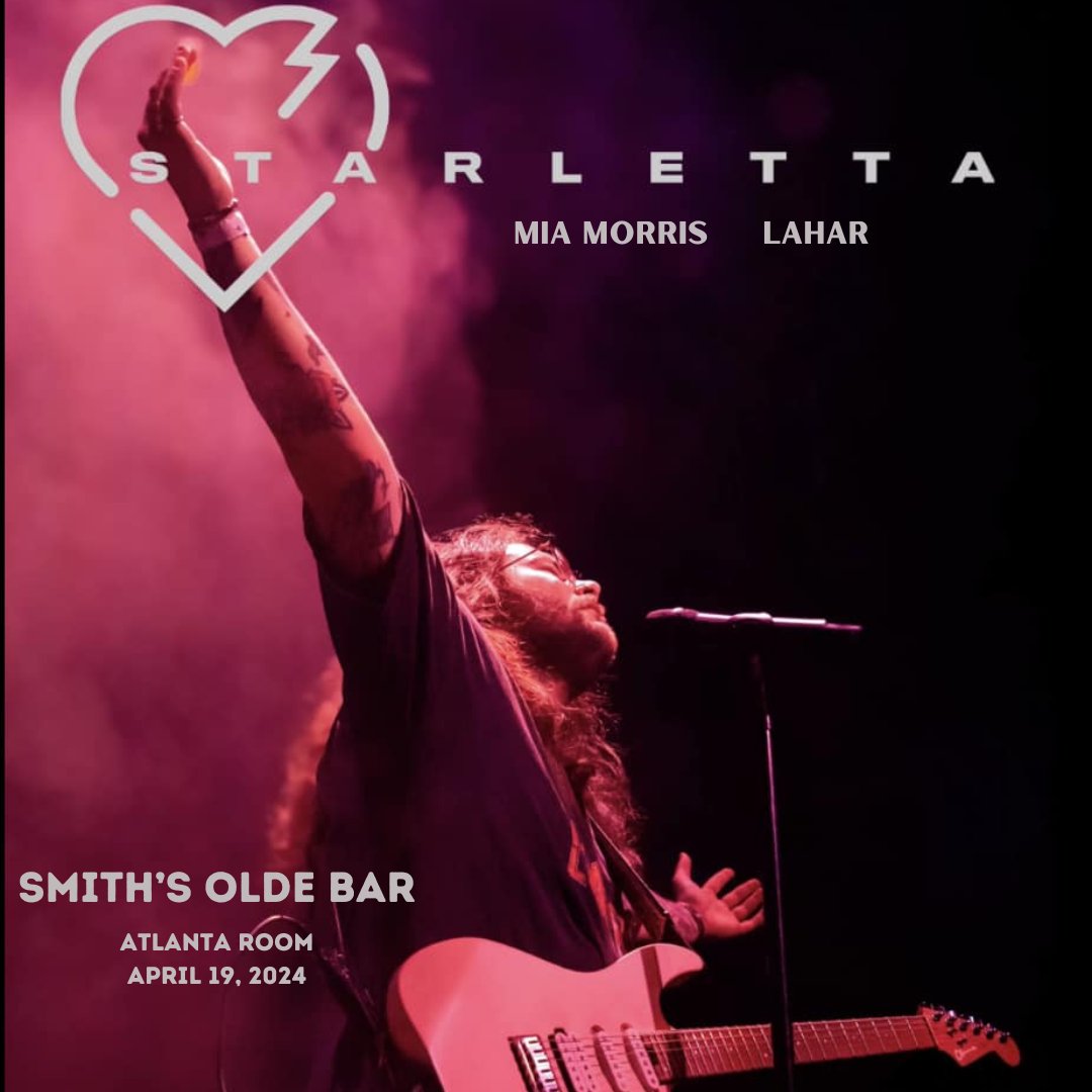 🗓️ This Friday, April 19th 📍 Atlanta Room STARLETTA / MIA MORRIS / LAHAR Nashville-based project Starletta is driven by one dream: to write indie pop songs that resonate with listeners today 🌟 🚪 7 PM / 🎟️ $12 Adv / $15 Day of smithsoldebar.freshtix.com/events/starlet…