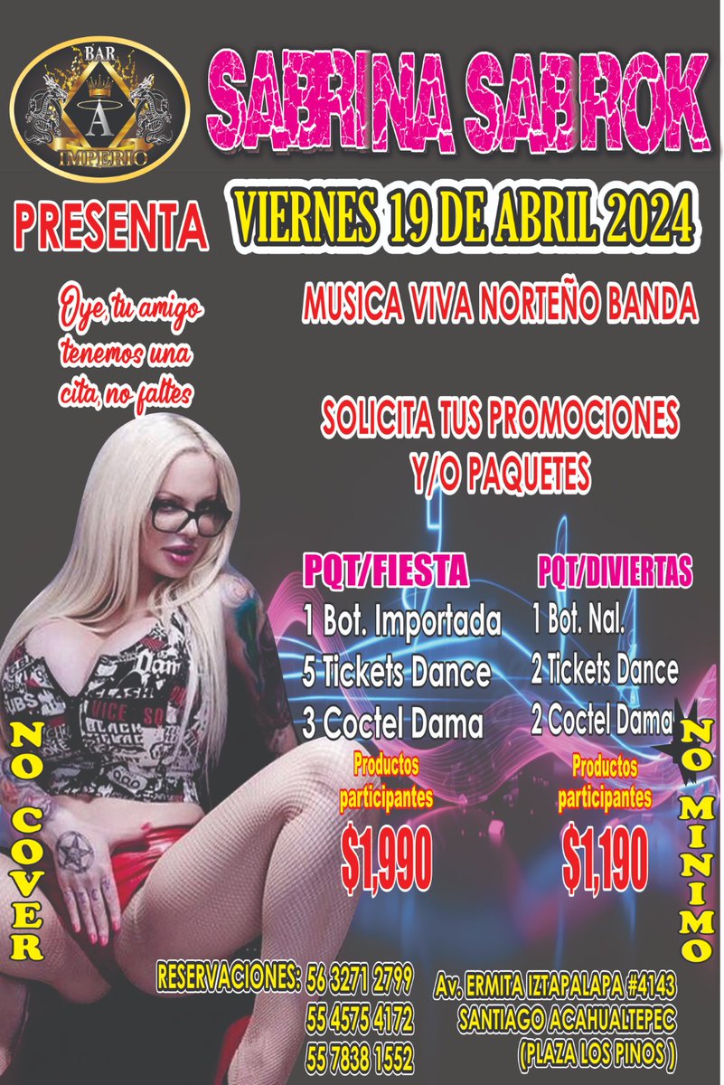 ImperioNClub's tweet photo. Te esperamos este próximo viernes estamos en avenida hermita iztapalapa 4143 santiago acahualtepec https://t.co/vrmPCkmGPJ
