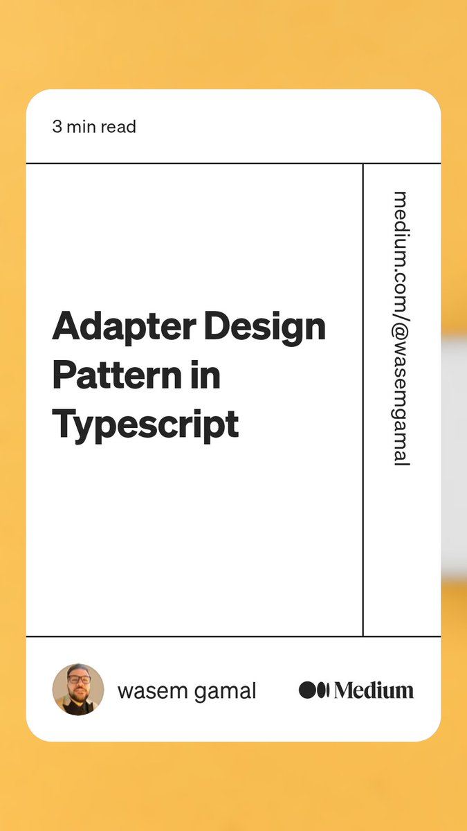 wasemgamal2's tweet photo. 💡 #medium new blog about the #adapter #designPattern #typescript #frontend #development

https://t.co/R5F2UzgUNZ https://t.co/aWFWcXAxw3