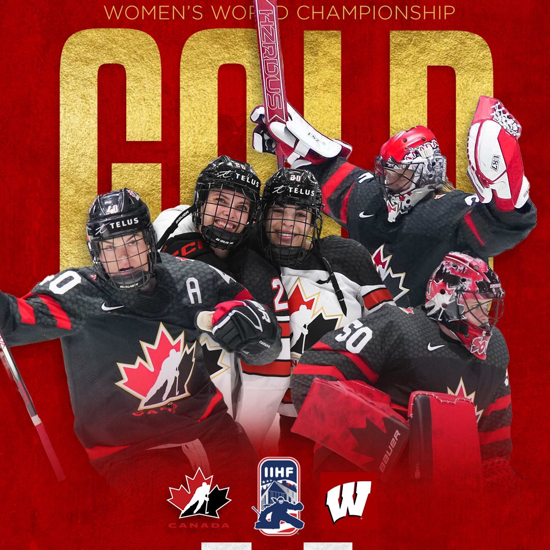 Congrats to our five @HockeyCanada #Badgers that captured gold at #WomensWorlds!