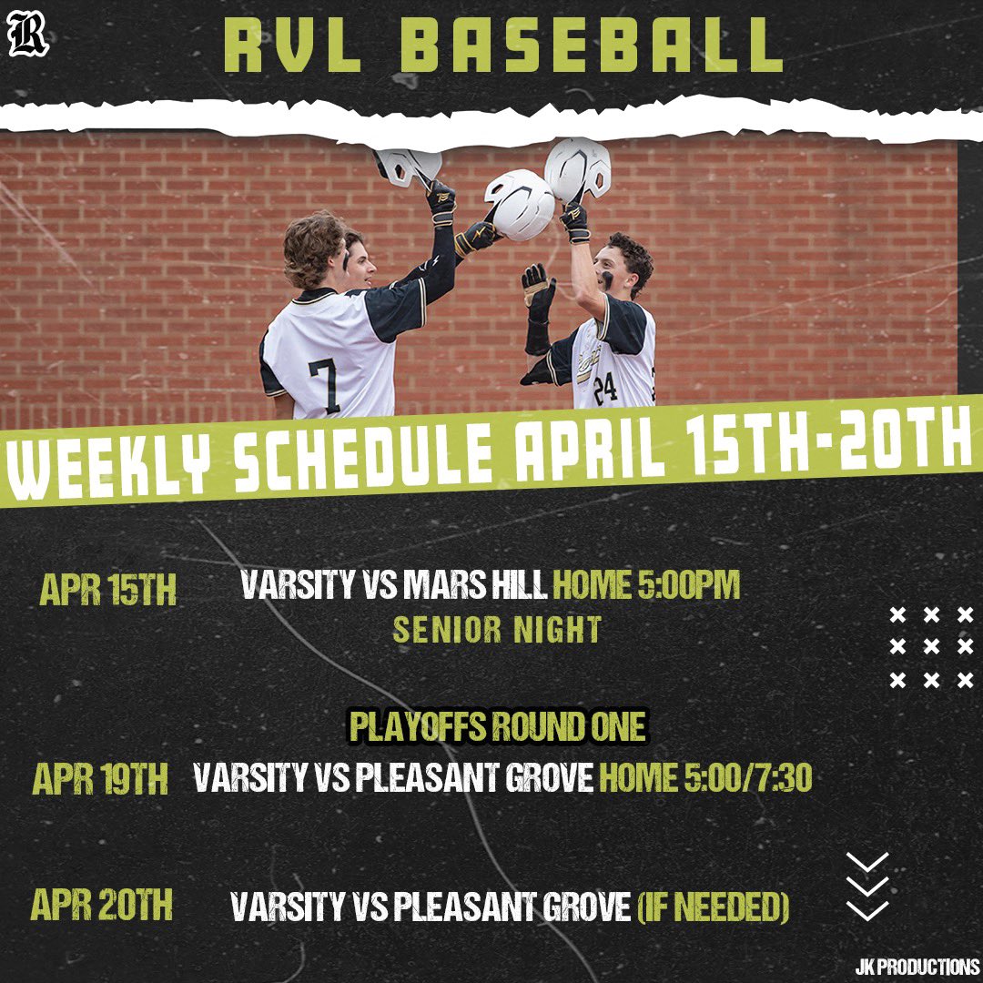 It’s the best time of the year! 

Come out and honor our seniors Monday night then we will see you for playoff baseball, this Friday 🫡

#GoldStandard