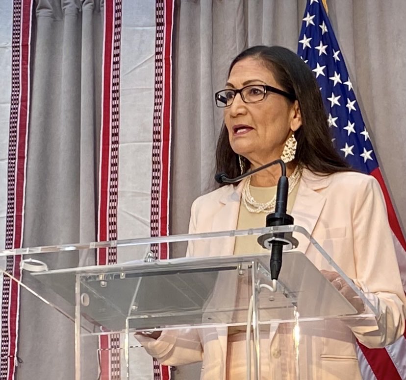 Thank you Secretary of the Interior ⁦@SecDebHaaland⁩ for taking time out of busy schedule to deliver Inaugural Keynote Address-1st Global Summit #IndigenousPeacebuilding held 11/12 April.Sec Haaland’s leadership is an inspiration to all Indigenous women worldwide @USIP⁩