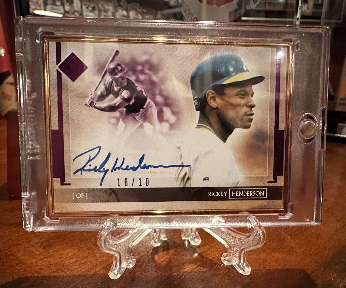 Sometimes you just gotta let the card do the talking. @Topps 2020 purple /10 #rickeyhenderson #thehobby 🧤🧤@CardPurchaser 🔥🔥🔥