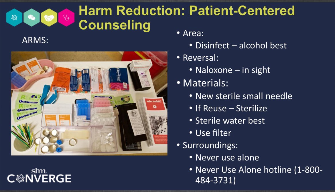 🤯I did not know about the Never Use Alone Hotline! Adding that to my discharge instructions as well as ways to get xylazine and fentanyl test strips! #SHMConverge24 📞1-800-484-3731