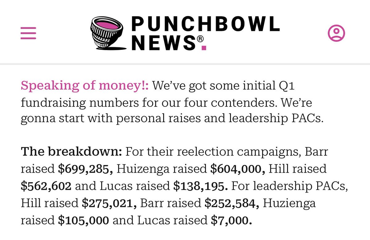 Here's your first look at fundraising in the race to be the next top Republican on the House Financial Services Committee: punchbowl.news/article/hfsc-g…