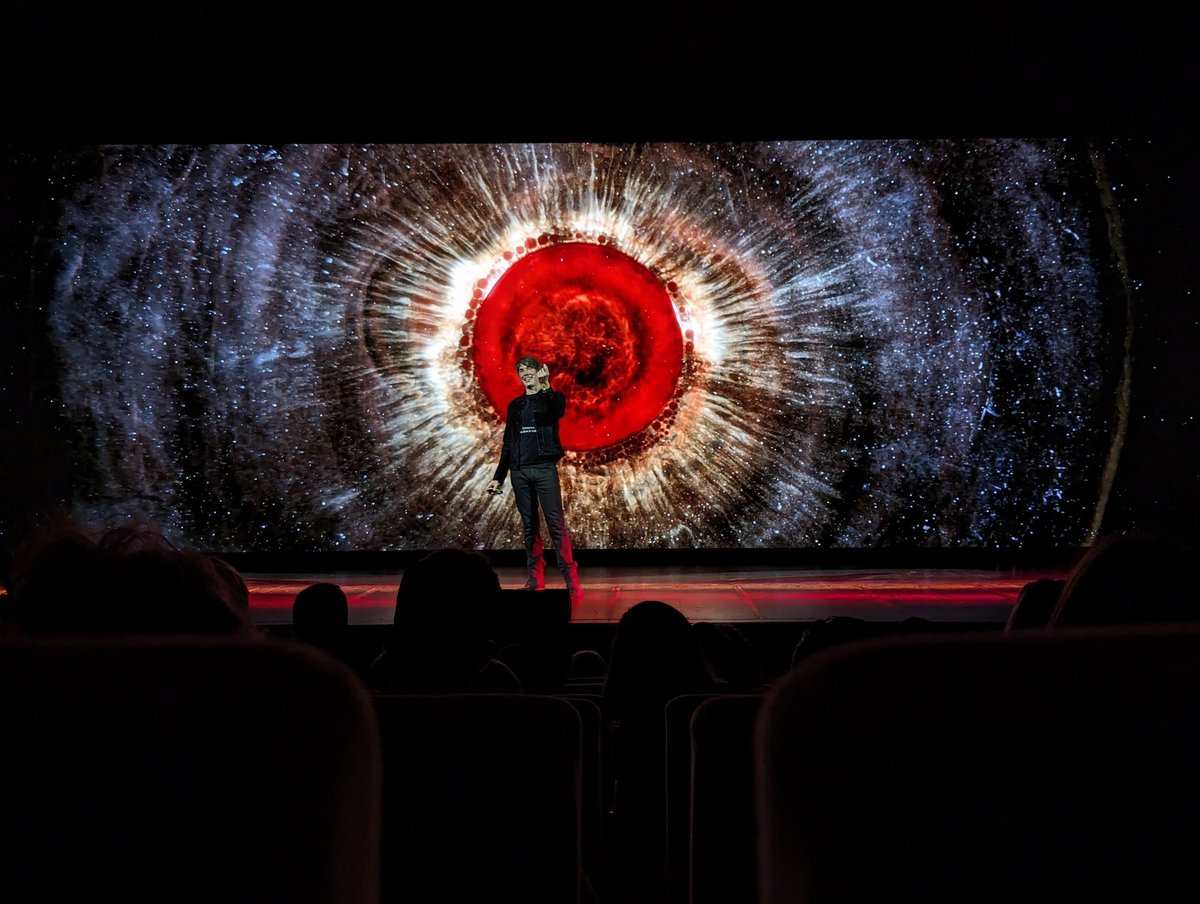 What an amazing experience to be able to explore the universe with <a href="/ProfBrianCox/">Brian Cox</a>!

Thank you, professor, for vising Prague. I hope we could welcome you again soon! ❤️

Could not read what was written on your t-shirt. Would you, please, tell us?

#briancox
#21centuryspaceodyssey