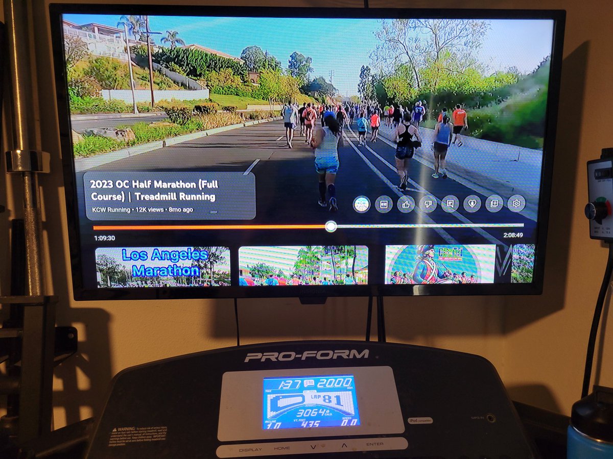 vrmayo's tweet photo. Week 9, Day 7 of OC Marathon training.  

Long run. 20 mi @ 0, 0.5, or 1 incline.   
-4 mi @ 5.2-5.5 mph
-3 × 4 mi @ 6.6 mph, 1 mi @ 5.5 mph
-1 mi @ 5.5 mph

Finish time: 3:18:34
Avg pace: 6.04 mph (9:56 min/mi)
Avg heart rate: 141 bpm
Elev gain: 435 ft

#ComicConFit #running https://t.co/DkDf7IXkGw
