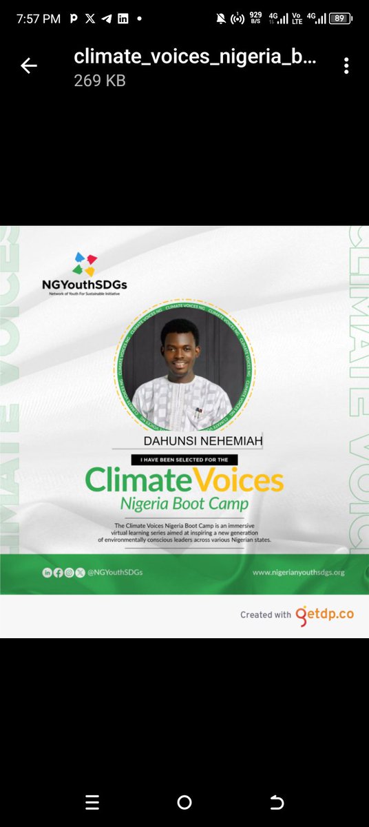 I am thrilled to announce my selection to be part of the 2024 Climate Voices Nigeria Bootcamp  @NGYouthSDGs

Looking forward to learning new ideas and meeting with other passionate change makers and to networking with them all.

#ClimateVoicesNG