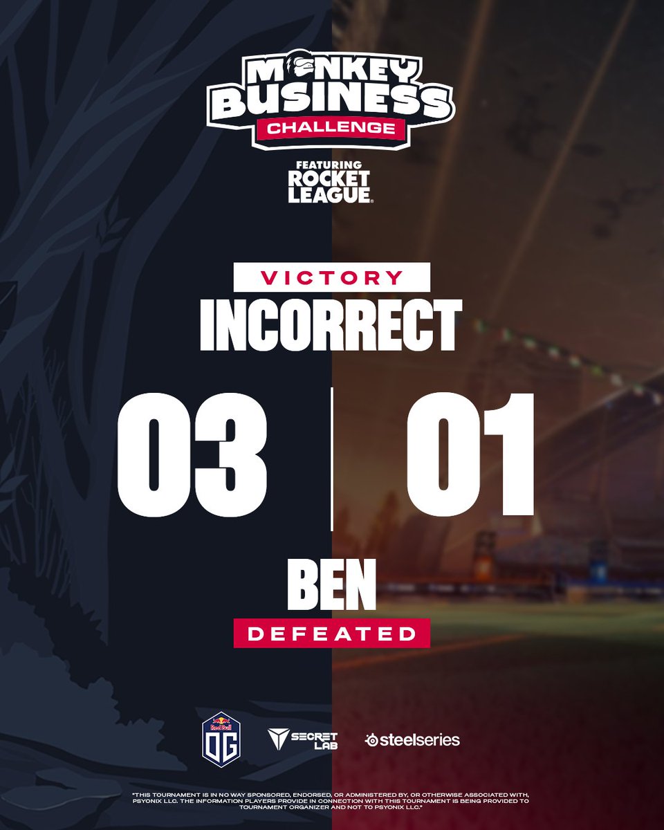 Ben put up a good fight, but the dub goes to @IncorrectEsport by a score of 3 to 1! 

Next game in the MBC is a banger; @TSM vs @DeletedXDGaming 🤫

📺twitch.tv/thedangertaco