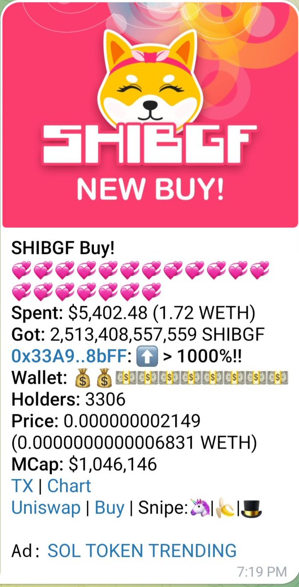 ShibaGirlfriend's tweet photo. Smart money coming into #ShibGF 💖💕 https://t.co/4jWHb7x8Cs