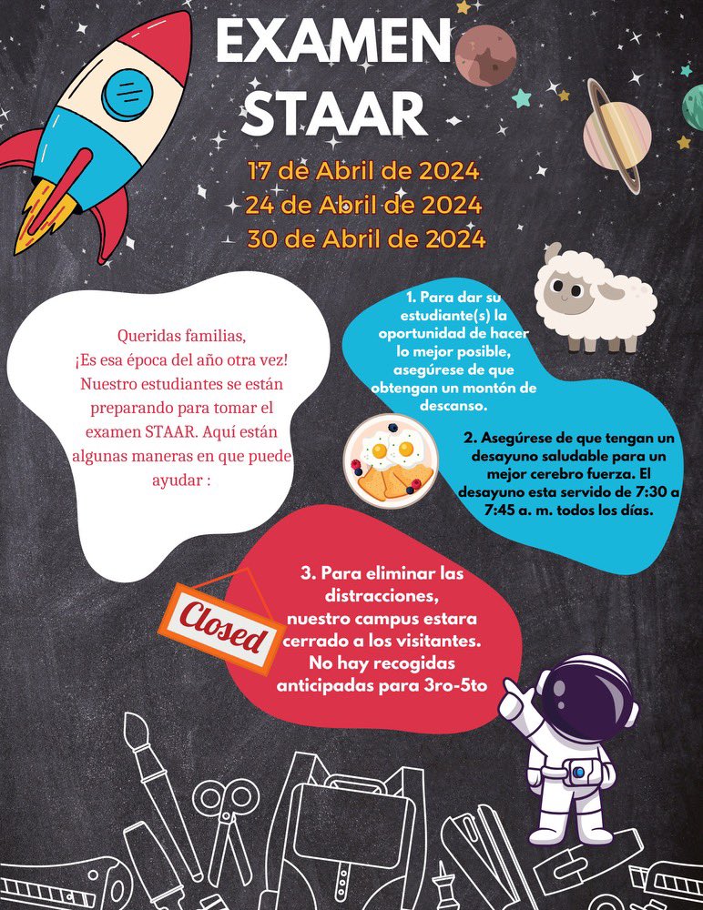 Staar Testing is happening this week @GrissomHISD let’s partner together to ensure your child is in their seat .