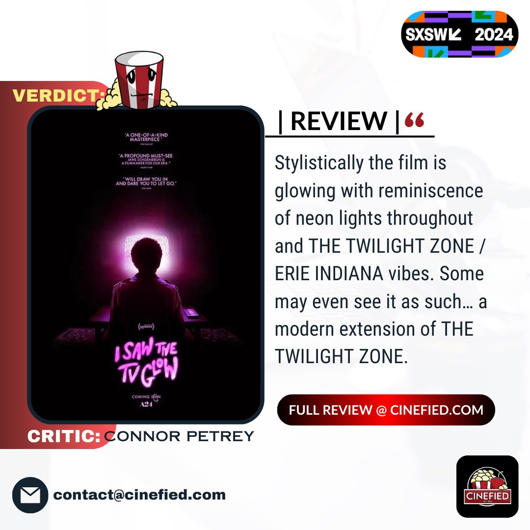 READ Our Movie Review: cinefied.com/isawthetvglowm… [ #isawthetvglow #SXSW2024 @A24 ]