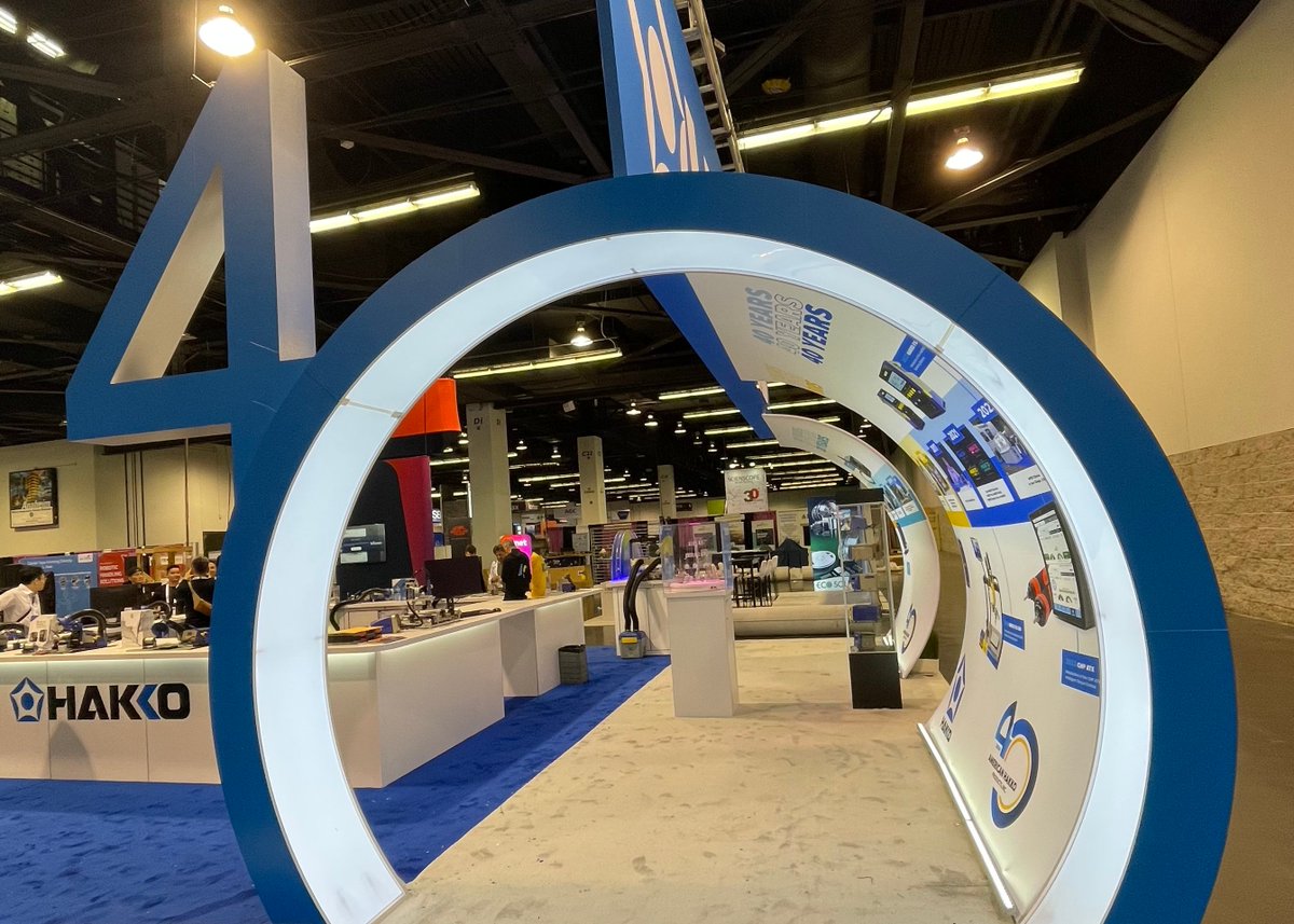 Hakko_Corp's tweet photo. 『IPC APEX EXPO 2024』に出展した白光の現地法人AMERICAN HAKKO PRODUCTS, INC.は、今年設立40周年をむかえました✨
展示会場では、来訪者に記念Tシャツを配布したり、#FX971 を使ったスペースシャトルのLED基板のノベルティ製作の体験ブースもありました💪
#hakko #apex2024 #IPCAPEXEXPO https://t.co/6Zw6PBNldW