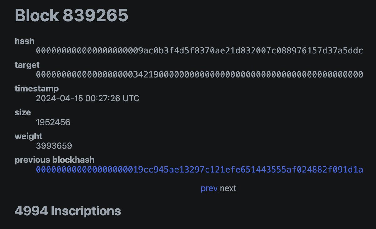 5,000 inscriptions in a single Bitcoin block, with total fees of 0.282 BTC. Probably rare in the future.