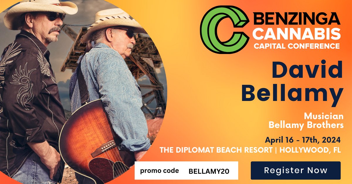 Benzinga's Cannabis Capital Conference is the place where cannabis deals and relationships happen! Come connect in Florida at The Diplomat. For the first 3 of our friends to use our discount code 'BELLAMY20', you get a special deal to register. eventbrite.com/e/benzinga-cap…