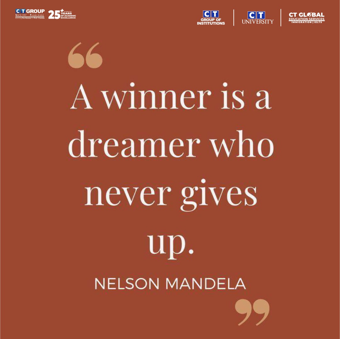 This powerful quote by Nelson Mandela highlights the essence of persistence and resilience in achieving success. It reminds us that holding onto our dreams, despite challenges, is the path to victory and fulfillment in life. 
#ctgroup #morningpost #ctu #ctps #ctw #ctians #teamct