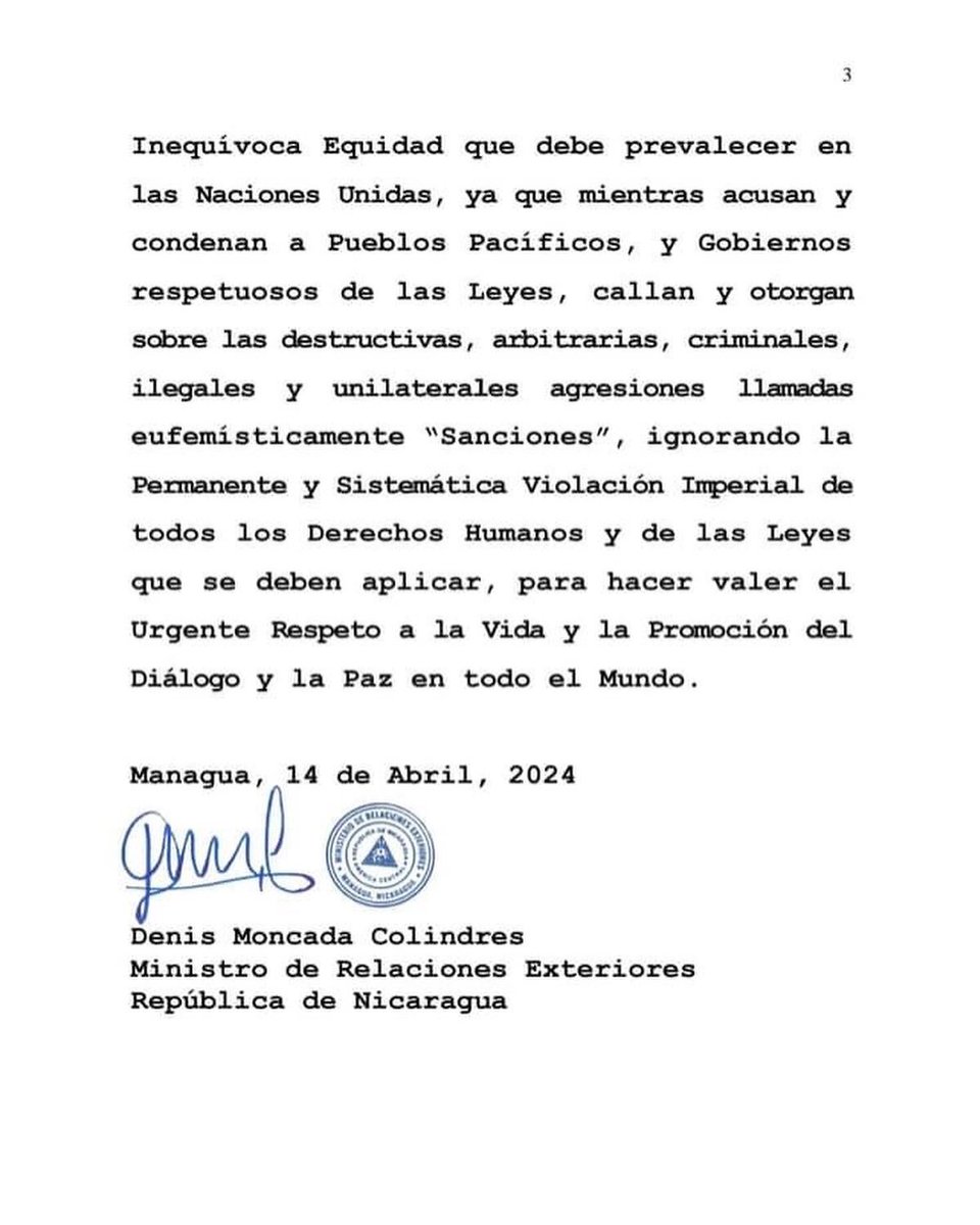 🇳🇮🇵🇸 #Nicaragua condena rotundamente los abusos, ataques y embestidas salvajes, todos crímenes de lesa humanidad, perpetrados contra el Pueblo #Palestino por el Gobierno de #Israel. 🇮🇱🚫